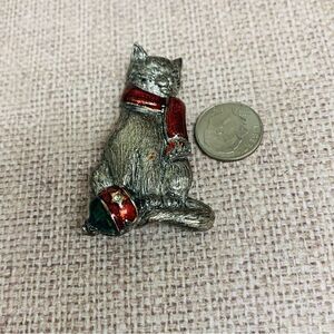 DIA Silver Painted Cat Brooch‎